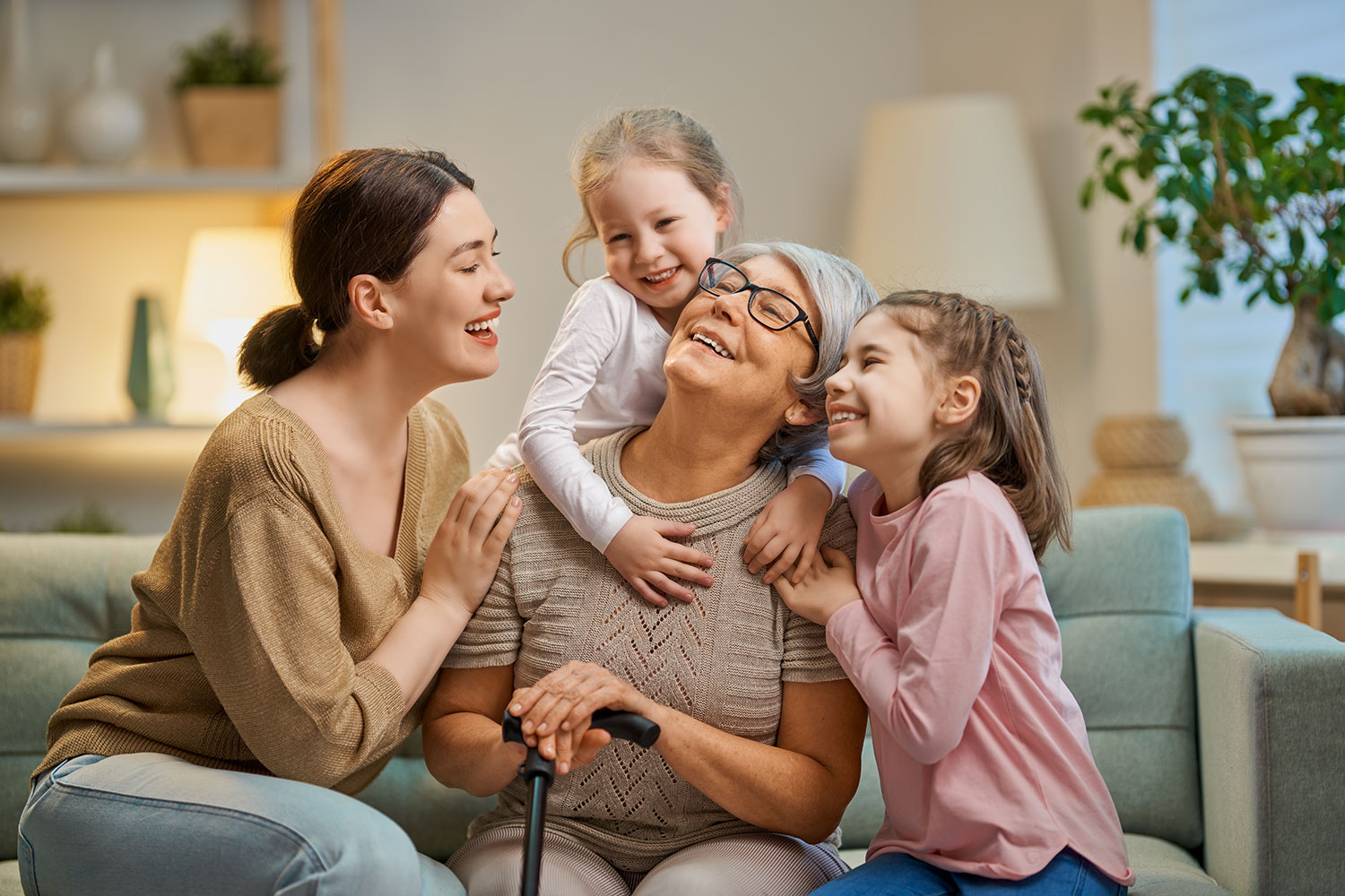 grandmother with her family